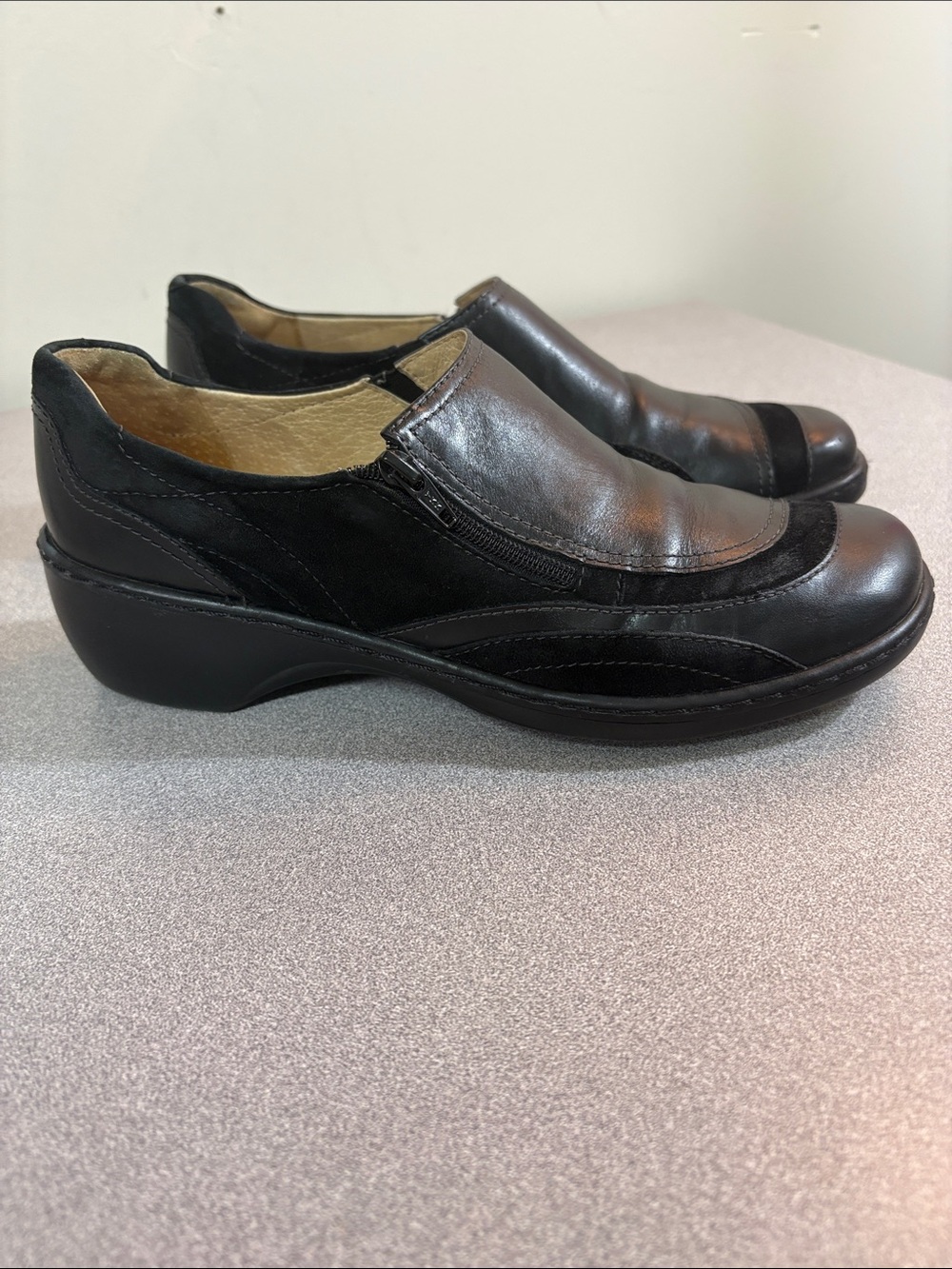 Clarks Artisan Black Leather and Suede Slip-In Shoe